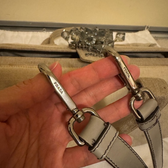 Authentic Vintage PRADA Natural Canvas Crystal Mistolino Frame Bag - Picture 13 of 14
